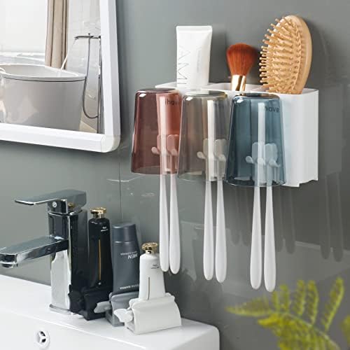 iHave Wall Mounted Toothbrush Holder with Toothpaste Squeezer Set