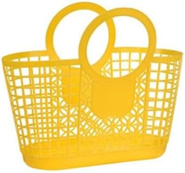 1PCS Durable Hollow Storage Basket for Kitchen and Shower Yellow