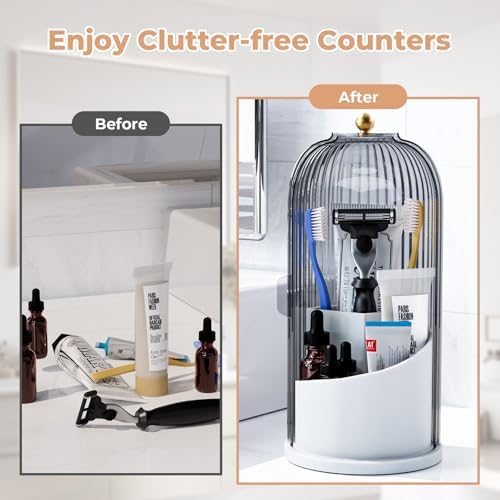 Omrisy Toothbrush Holder with Sliding Lid and 360 Rotation 1