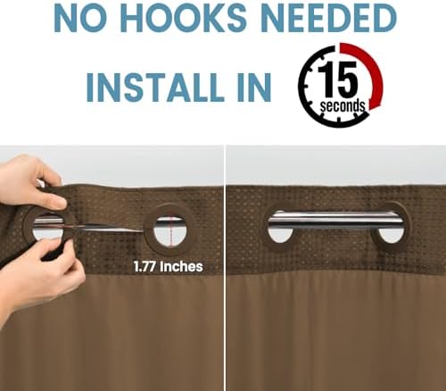 EUTXL Brown Waffle Shower Curtain with Snap Liner
