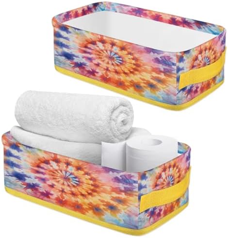 Snatocys Tie Dye Toilet Paper Basket with Handles