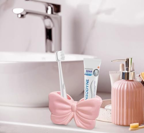 CASTATEO Bow-Shaped Ceramic Toothbrush Holder