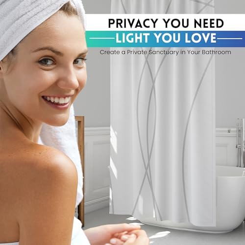 Alta Living No Hook Shower Curtain Set - White 71x74 Inches