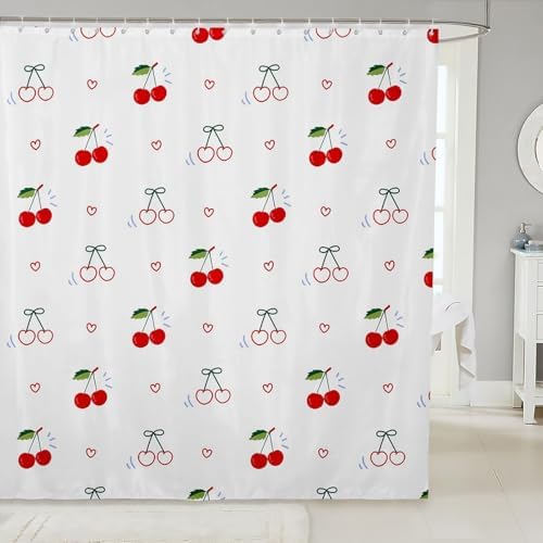 Feelyou Cherry Bath Curtain Set 72x72 Waterproof