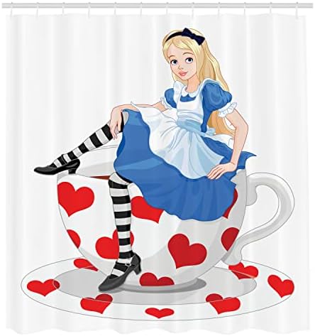 Ambesonne Alice in Wonderland Shower Curtain Set with Hooks