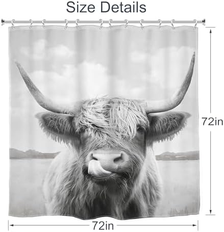 AMBZEK Farmhouse Highland Cow Shower Curtain Set 1
