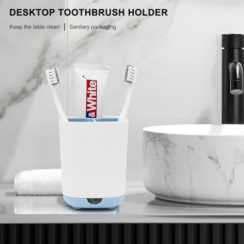 Scartink Toothbrush Holder 3-Slot Anti-Slip Organizer for Bathroom Blue