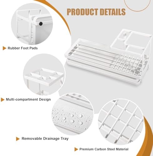 Heagoale Toothbrush Holder Bathroom Organizer with Multiple Compartments - White