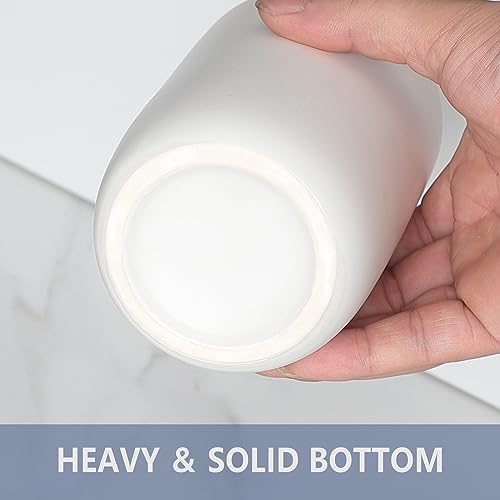 Ceramic Toothbrush Holder Set - 2Pcs White Bathroom Tumbler Cups