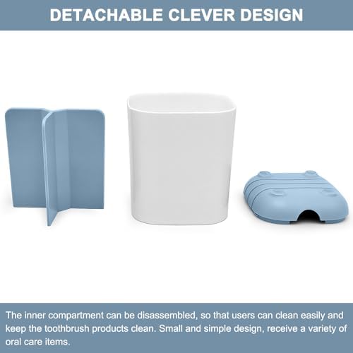 Scartink Toothbrush Holder 3-Slot Anti-Slip Organizer for Bathroom Blue