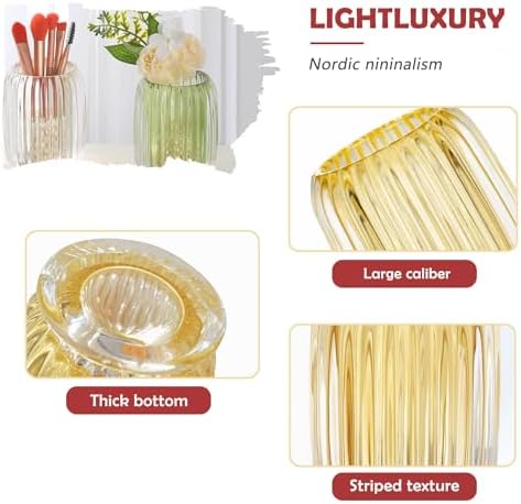 VanEnjoy Clear Glass Toothbrush Holder with Stripe Design