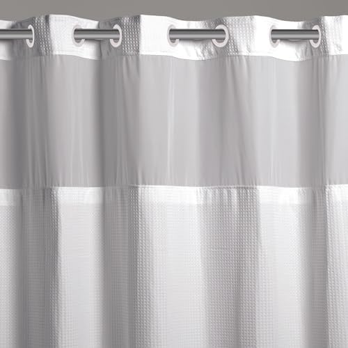 Hookless Hampton Bay 71 in Microfiber White Shower Curtain Set