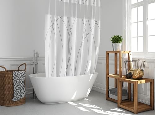 Alta Living No Hook Shower Curtain Set - White 71x74 Inches