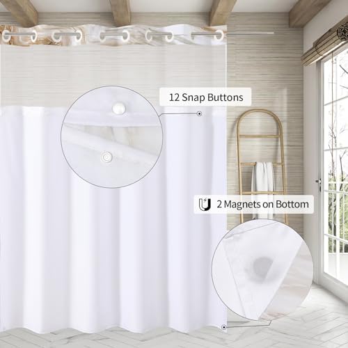 MitoVilla Modern Abstract Marble Shower Curtain Set with Snap-in Liner