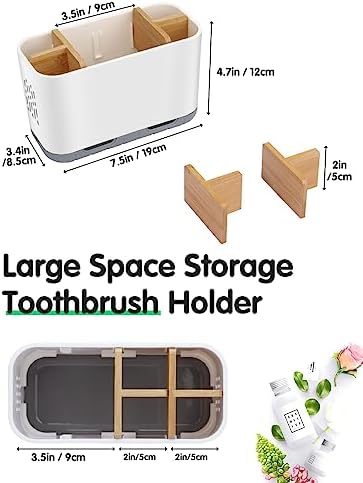 GFWARE Bamboo Toothbrush Holder with Drainage and Ventilation
