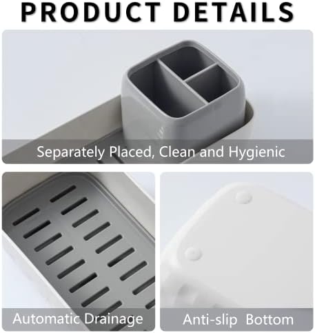 Vowupt Toothbrush Holder Set - 3 Slots Sturdy White