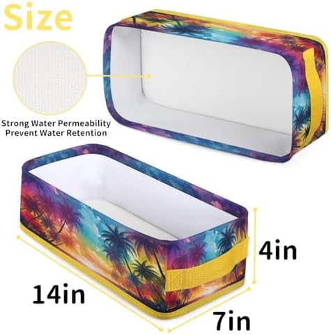 Ocean Palm Tree Toilet Paper Storage Basket with Handle