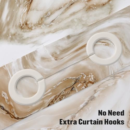 MitoVilla Modern Abstract Marble Shower Curtain Set with Snap-in Liner