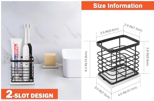 HarJue Toothbrush Holder with Marble Base and 2 Slots