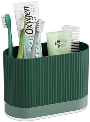 Green Kids Toothbrush Holder with Drainage and Drip Tray