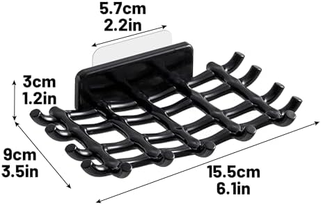 HASSLICKIT Soap Holder with Hooks 2 Pack Black