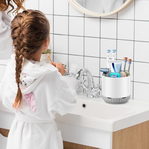 GFWARE 6-Slot Rotating Toothbrush Holder for Bathroom Countertop Storage