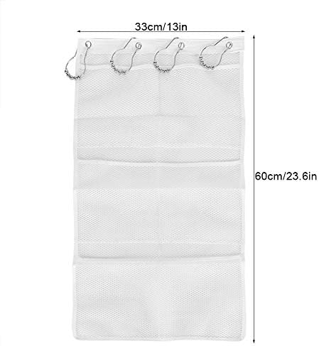 Jwthee Mesh Shower Caddy with 6 Pockets and Metal Hooks