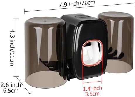 LUEXBOX 4 Slots Wall Mounted Toothbrush Holder with Cover - Black