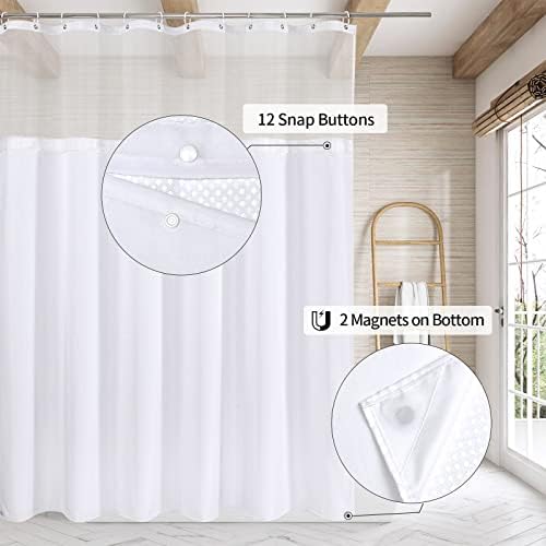 MitoVilla White Waffle Shower Curtain Set with Liner 1