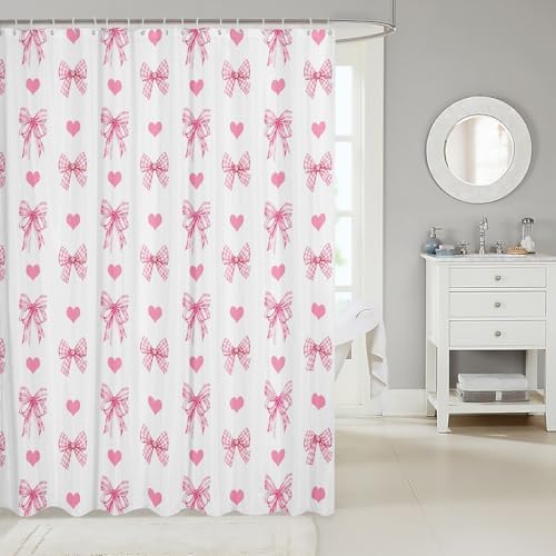Feelyou Kids Pink Bowknot Shower Curtain Set