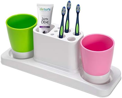 Bathroom Toothbrush Holder with 2 Rinsing Cups 1