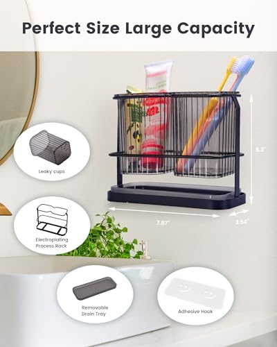 KONE Black Toothbrush Holders for Bathrooms