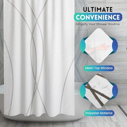 Alta Living No Hook Shower Curtain Set - White 71x74 Inches