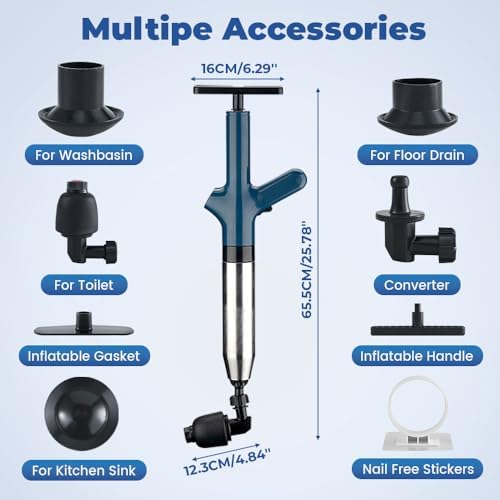 Eadwe Toilet Plunger with Barometer - Blue
