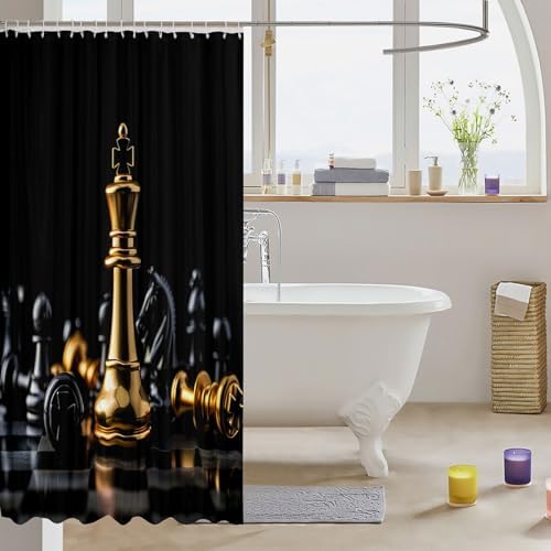 Feelyou Chess Bath Curtain Set for Kids 72x78