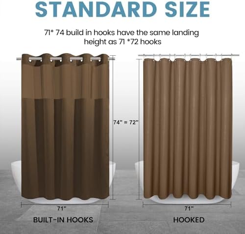 EUTXL Brown Waffle Shower Curtain with Snap Liner