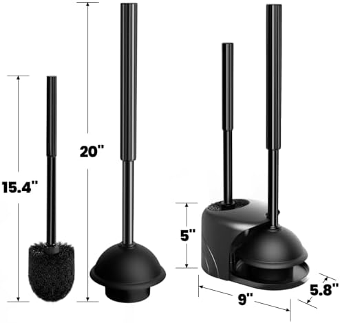 Denvlex 2Pack 2 in 1 Toilet Brush and Plunger Set
