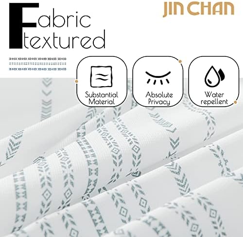 Jinchan Grey White Boho Stripe Shower Curtain Set 70x72 Inches Waterproof with Hooks