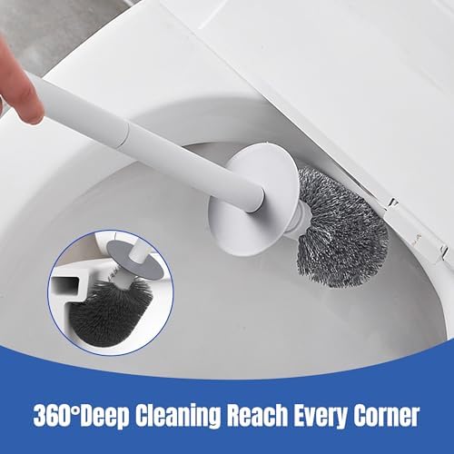2 Pack Toilet Brush Set with Holder and Plunger