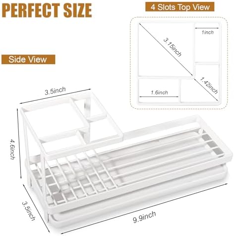 Heagoale Toothbrush Holder Bathroom Organizer with Multiple Compartments - White