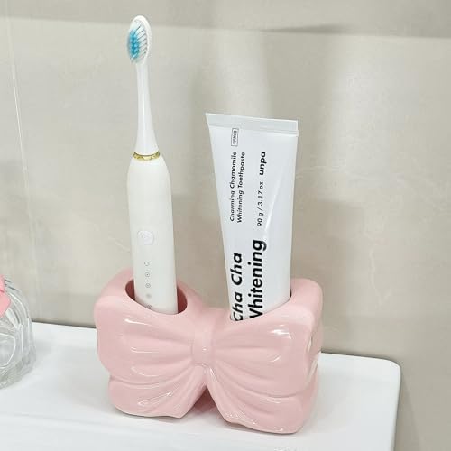 CASTATEO Bow-Shaped Ceramic Toothbrush Holder