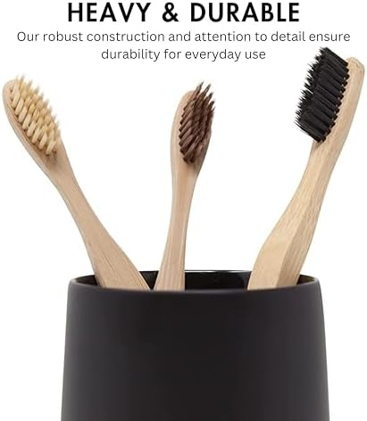 Matte Black Toothbrush Holder with Cup and Floss Rack