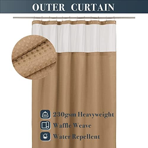NY HOME Waffle Weave Shower Curtain Set - 71x72 Coffee Brown