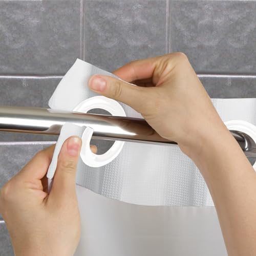 Hookless Hampton Bay 71 in Microfiber White Shower Curtain Set
