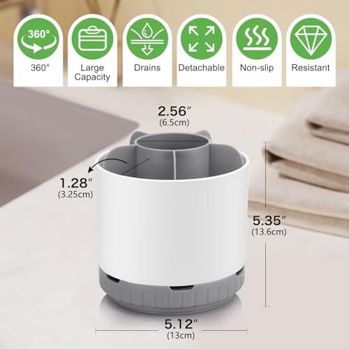 GFWARE 6-Slot Rotating Toothbrush Holder for Bathroom Countertop Storage
