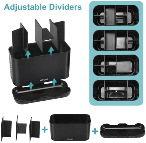 Boperzi 6 Slot Toothbrush Holder with Drainage and Anti-Slip Base Black