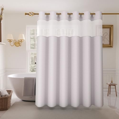 Inhousolu 72x72 Mesh Top Shower Curtain Set