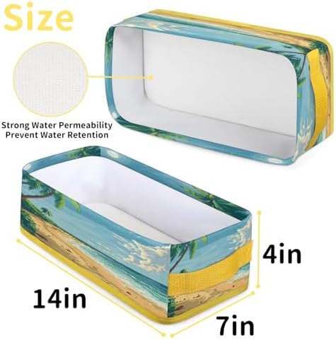 Tropical Beach Toilet Paper Basket with Handles