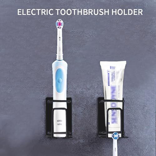 HANZE 3 in 1 Wall Mounted Toothbrush Holder 2 Pack Black