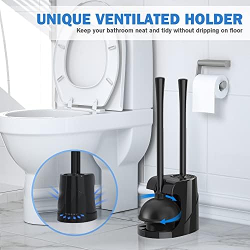 Trenti Toilet Plunger and Brush Set with Caddy Stand